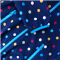 Tmavě modrá / barevné puntíky / tyrkysový zip