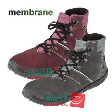 Celoroční boty FARE Barefoot B5626 a B5726 s membránou - tkanička